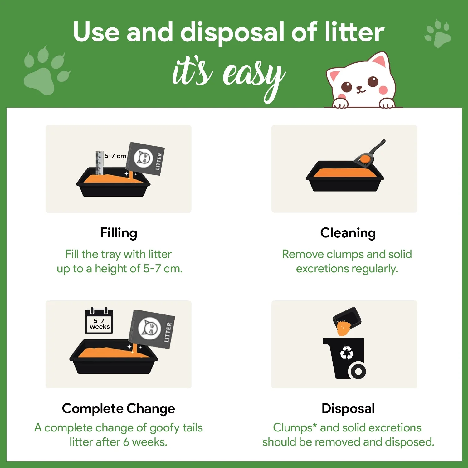 White Bentonite Clumping Cat Litter for Cats and Kittens-Unscented - Pack of 1 - Image 6